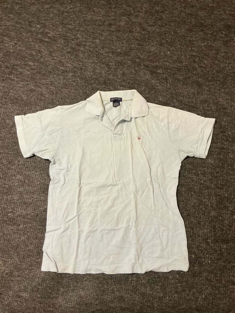 Gant Polo Short Sleeve Shirt Mens Size Medium Light Blue Cotton Embroidered Logo